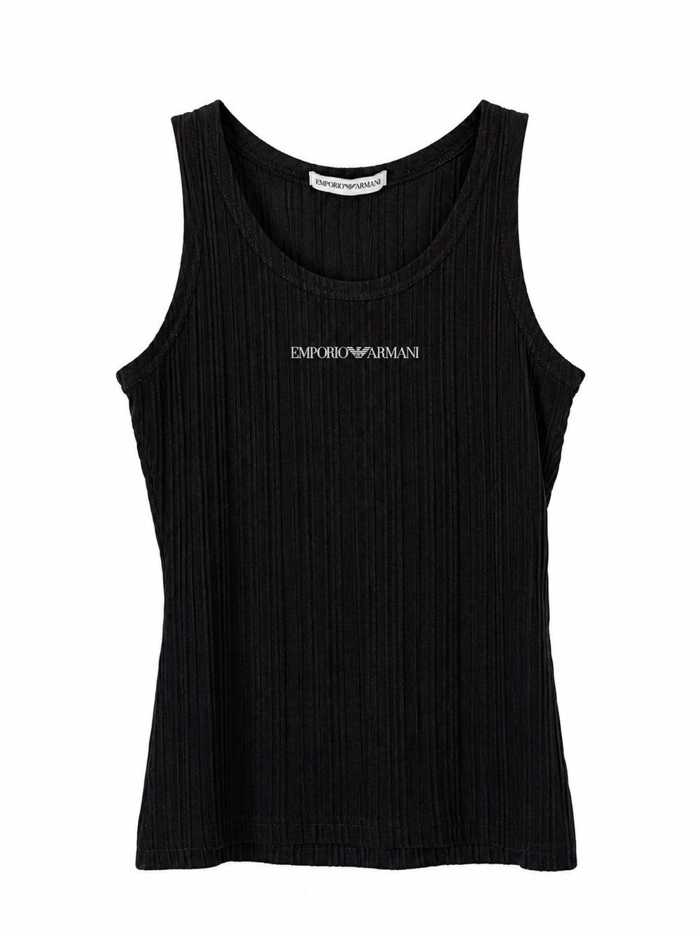 Emporio Armani Black Ribbed Logo Tank